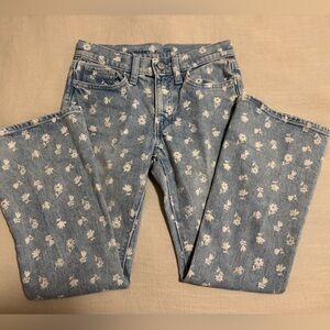Old Navy Light Blue Floral Straight Leg Jeans